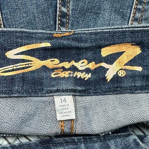 Seven7 Jeans Womens 14 Blue Tummyless High Rise Boot Stretch Pockets Medium Wash - Picture 6 of 14